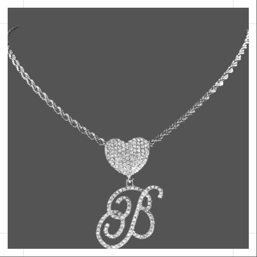 Cursive Letter Pendant Rope Chain - Silver