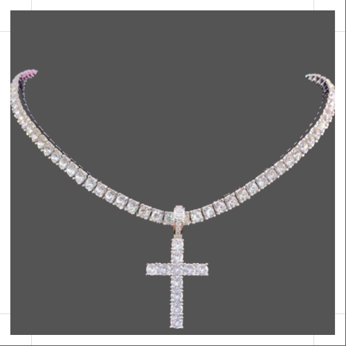 Cross Tennis Chain - Silver