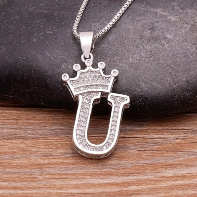 Letter Pendant with Chain - Silver