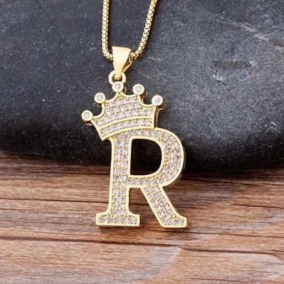 Letter Pendant with Chain - Gold