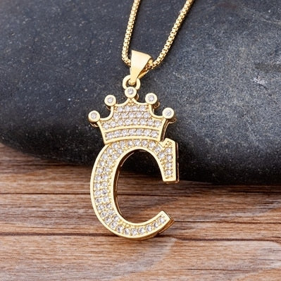 Letter Pendant with Chain - Gold