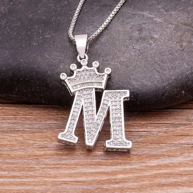 Letter Pendant with Chain - Silver