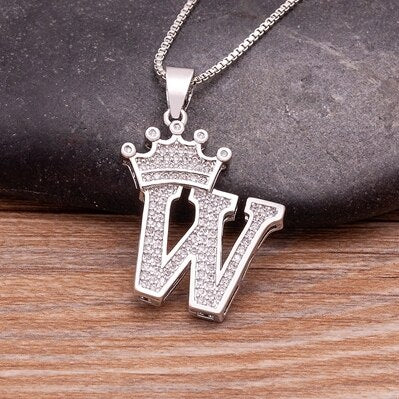 Letter Pendant with Chain - Silver