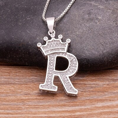 Letter Pendant with Chain - Silver