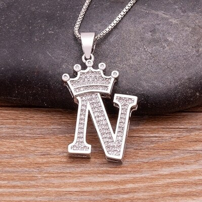 Letter Pendant with Chain - Silver