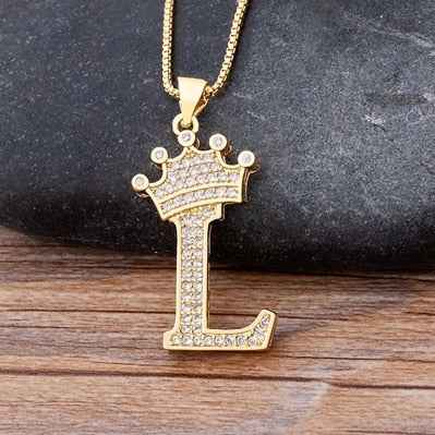 Letter Pendant with Chain - Gold