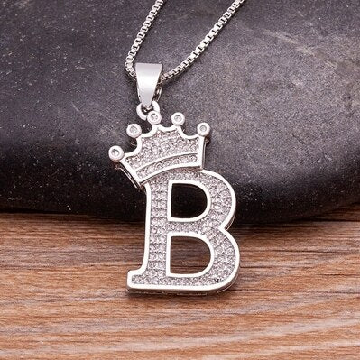 Letter Pendant with Chain - Silver