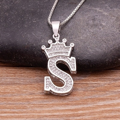 Letter Pendant with Chain - Silver